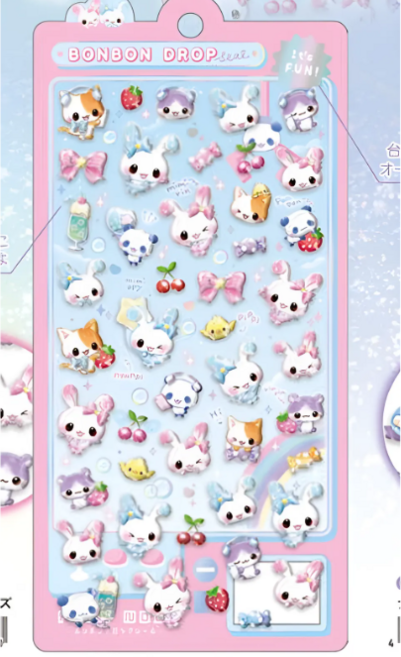 헤이세이 캔디트윈스 봉봉드롭 스티커 3D 입체스티커, 1개, PINK