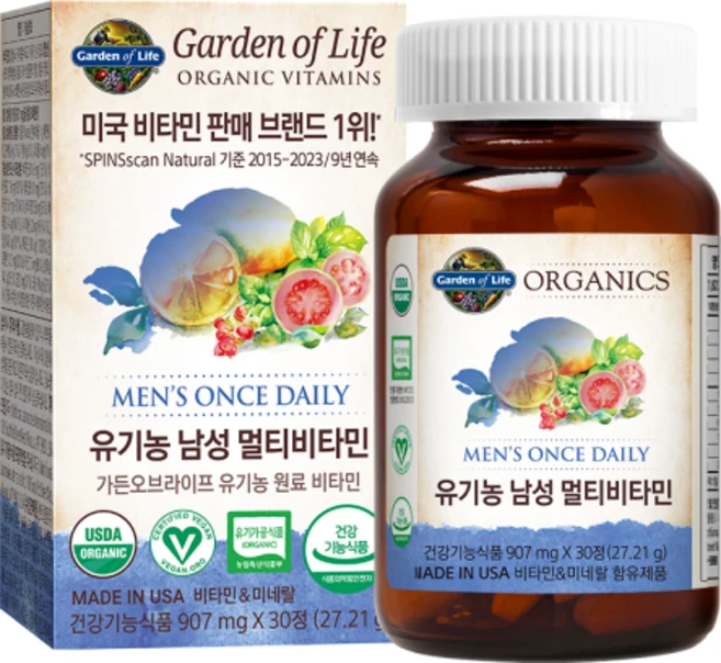 가든오브라이프 유기농 남성 멀티비타민 30정 (총 1박스), 3박스 - 쿠팡