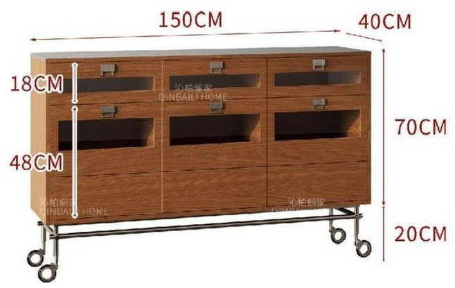 사이드보드 스테인리스스틸 팬트리 캐비닛 에우셉, 우드(유리문)150x40x90cm