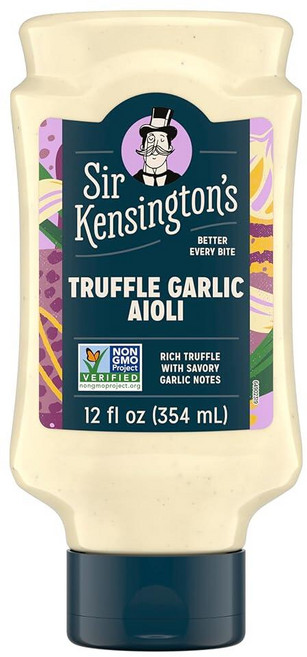 Sir Kensington's 스프레드 & 드레싱 트러플 마늘 아이올리 6 디핑 드리즐 및 스프레딩용 GMO 프리 휴먼 인증 케토 글루텐 코셔 355ml(12온스) 167825, 1개, 1) 마늘 - 12 oz (Pack of 1), 없음