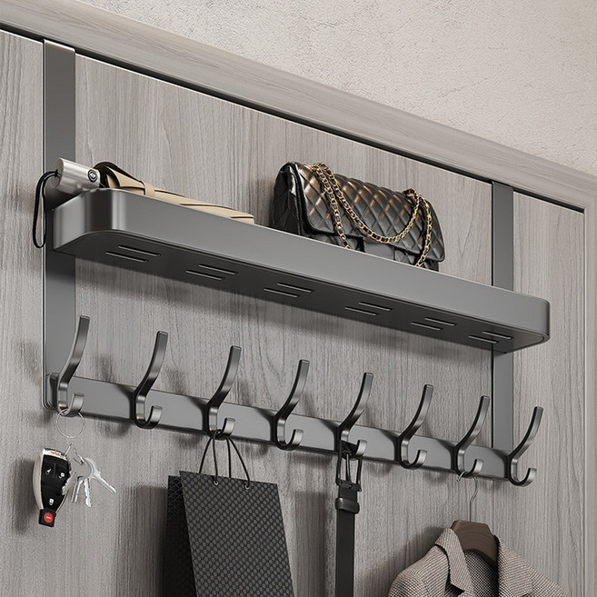 슈퍼인 벽걸이 행거 도어행거 문에거는옷걸이, 1개, 그레이 이중-8 훅