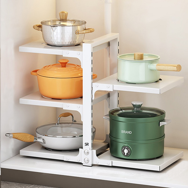 스텔라룸 높이조절 냄비 후라이팬 정리대 거치대, 화이트, 5단
