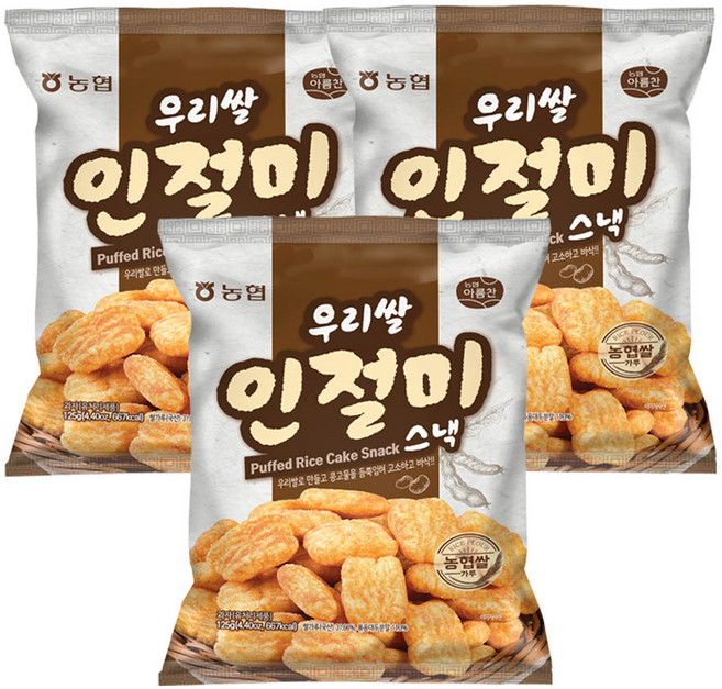 농협아름찬 우리쌀 인절미 스낵 375g (125g x 3ea), 125g, 3개