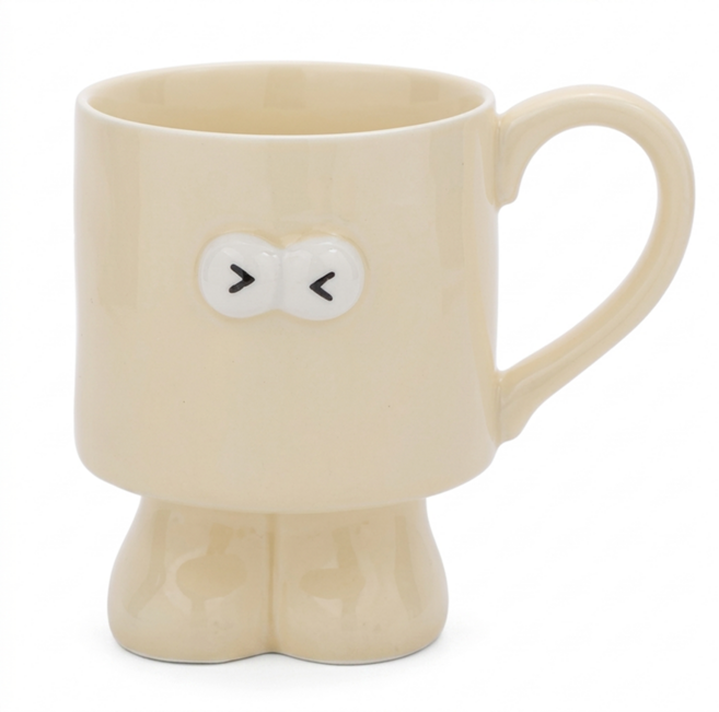리츠센 뚜벅 이모지 머그컵, 1개, 아이보리