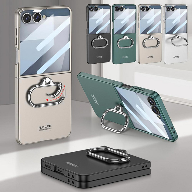 유니커블 갤럭시 Z플립7 제트플립 지플립 폴더 강화유리 액정보호 필름 풀커버 핑거 그립 타원 링 고리 거치대 슬림 매트 하드 휴대폰 케이스