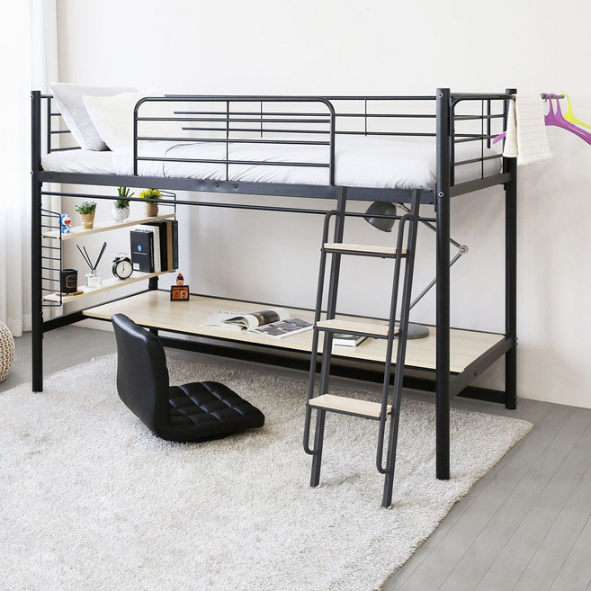 일루일루 코모드i 올인원 좌식책상형 벙커침대, 블랙/13cm포켓천연라텍스