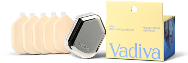 바디바 붙여쓰는 메이크업 스펀지 스티커 5개입 & 미러 케이스 세트, 1개, 미러컬러