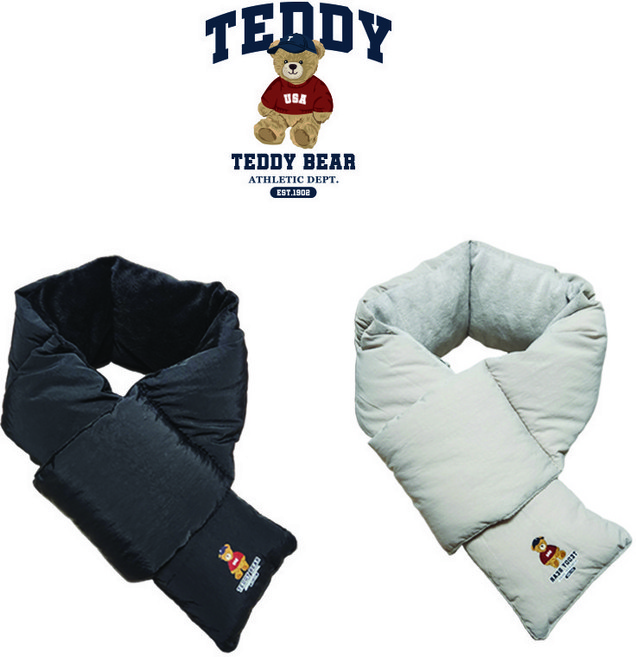 테디베어 패딩 머플러+파우치