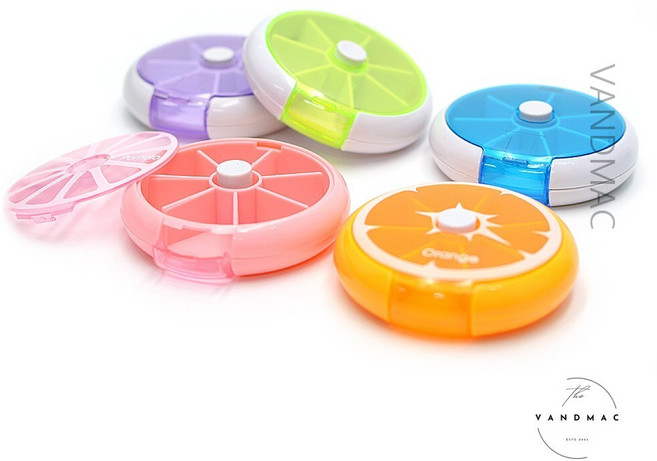 휴대용 7칸 알약 보관함 회전형 브이앤맥 휴대용 약 보관함