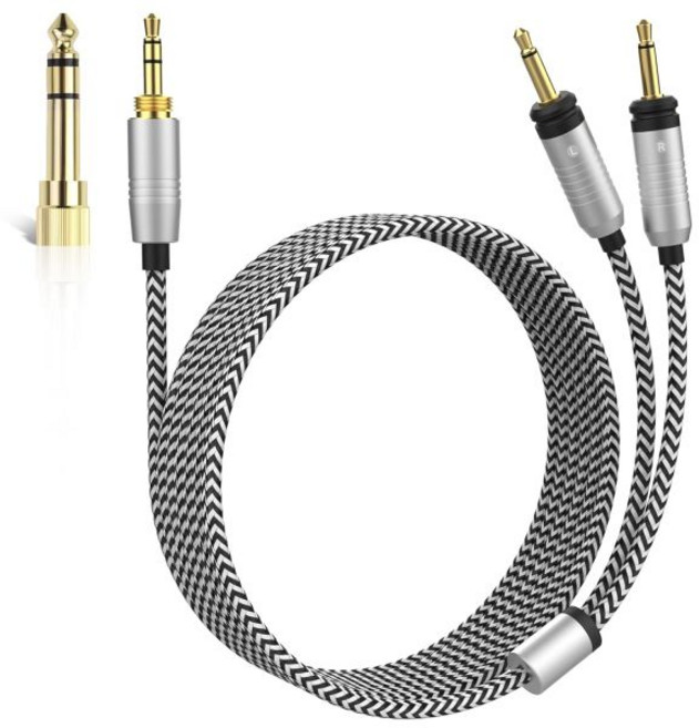 포컬 교체 케이블 Focal Elear Elegia Elex Clear MG Celestee Stellia Radiance 헤드폰 호환 오디오 6.35mm 어댑터 포함 4피트