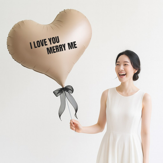 해피제이니 쁘띠 빅하트 프리레터링 호일풍선 파티세트(레터링시트지 3장 포함), 1세트, 베이지세트