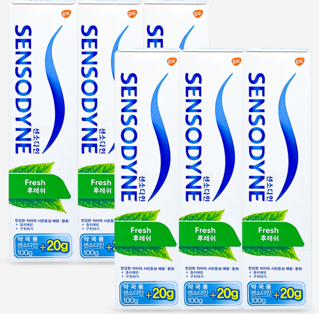 센소다인 후레쉬 치약 민트향, 120g, 6개