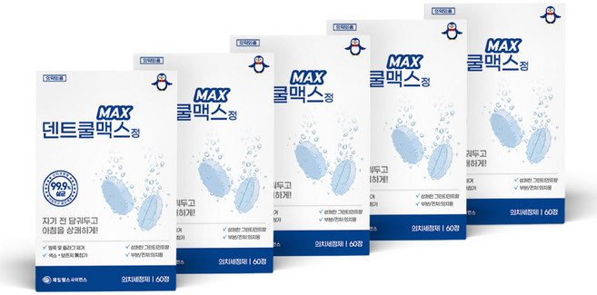 제일약품 덴트쿨맥스 60정 X 5개 / 틀니세정제 의치세정제, 60개입