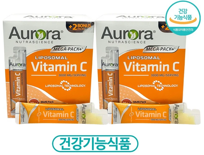 고함량 리포조말 오로라 비타민C 2 Box (1포 3 000mg/32포/1Box), 64개 - 쿠팡