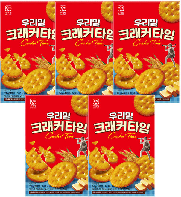 우리밀 크래커 타임 18.5g x 4p, 74g, 5개