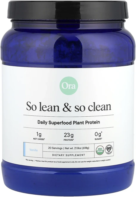 몸관리하세요 겨울입니다 Ora So Lean & So Clean 식물성 슈퍼 푸드 단백질 바닐라 맛 600g(21.2oz) 특별관리진행, OraSoLeanSoClean식물성슈퍼푸드단백질바닐라맛, 618g, 1개 - 쿠팡