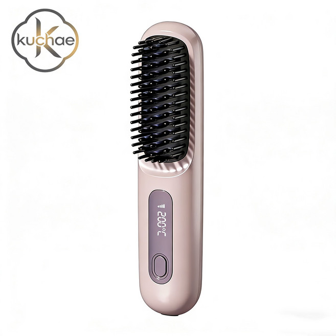 Kuchae 빗고데기 음이온 온도조절 매직기, 연자주