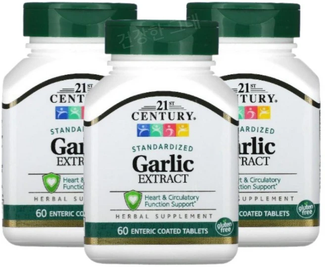 21stCentury Garlic 마늘추출물 60정 3개 칼슘 알리신 갈릭 - 쿠팡