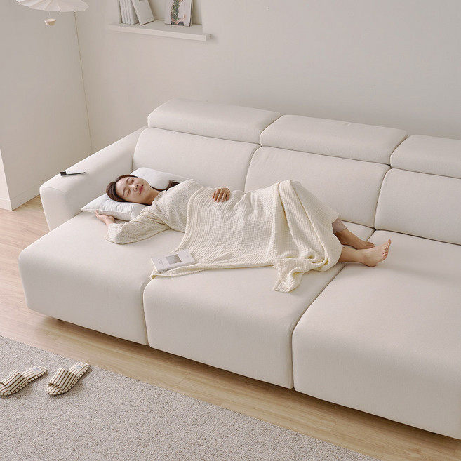 다온 무빙 4인용 모션 리클라이너 소파 타이보 패브릭 슬라이딩 쇼파, 타이보 아이보리