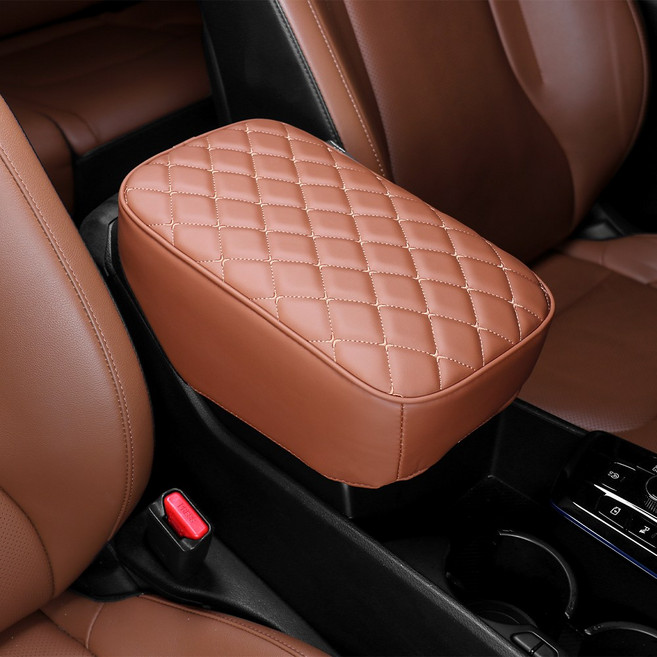 유투카 호환 스포티지 NQ5 가죽 콘솔 팔걸이 쿠션 차량용 팔쿠션 프리미엄 메모리폼, 브라운, 1개