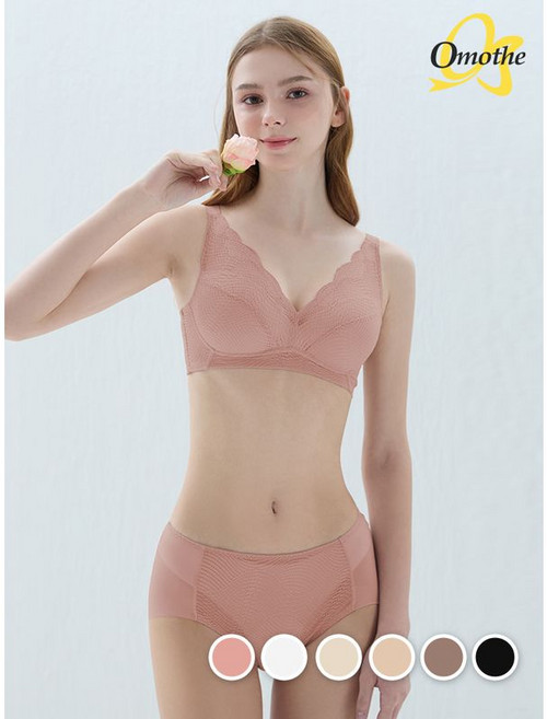 오모떼 A-E컵 올데이 에센셜 모노레이스 브라팬티 2종세트 택일