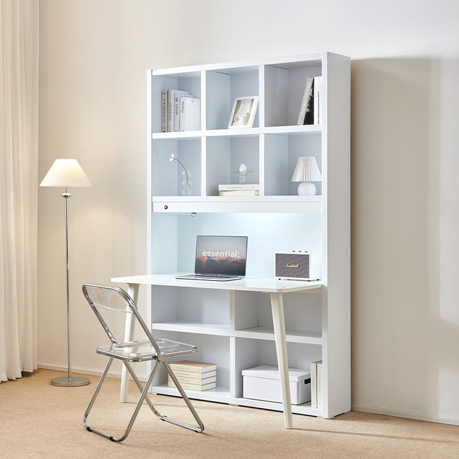 동서가구 켈리 1200 LED 정면책상 DF918063, 올화이트