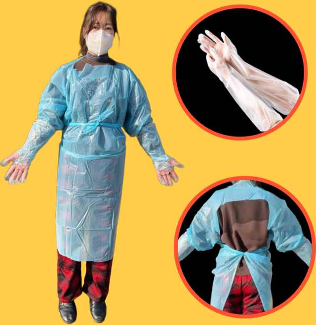 일회용 전신 비닐 앞치마 5매 + 롱비닐장갑 5쌍, 1개