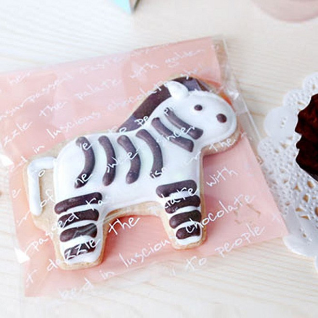 이홈베이킹 접착OPP 핑크영문-30장, 대(15*18), 1세트