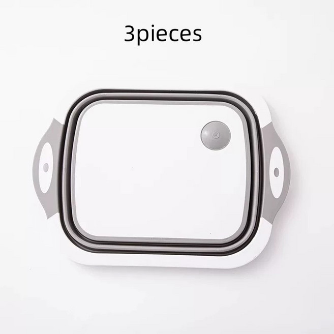 접이식 배수 커팅 보드 새로운 다기능 플라스틱 휴대용 주방 싱크 바구니 야채 세면대, grayish white, 01 3pcs