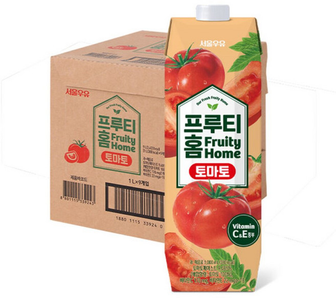 서울우유 프루티홈 토마토 1000ml x 9입, 9개, 1L
