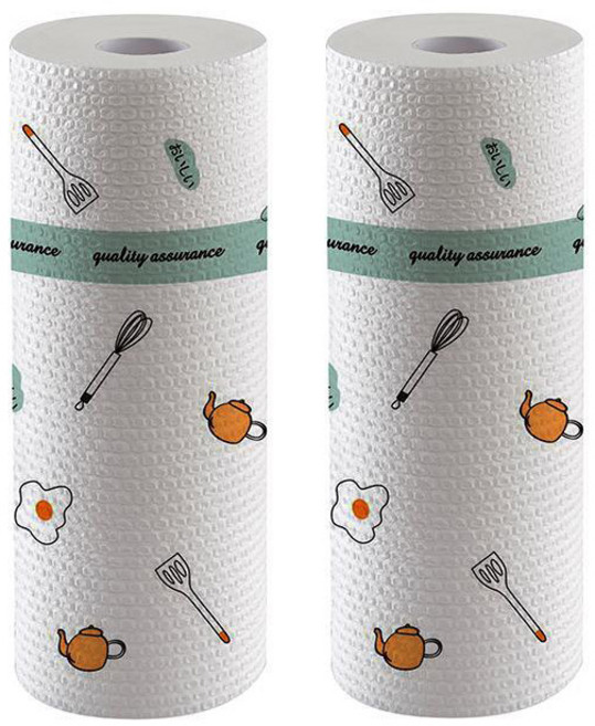 시우리빙 빨아쓰는 키친타올 25x25cm 50매 2개 세트, 요리무늬 2개, 1세트