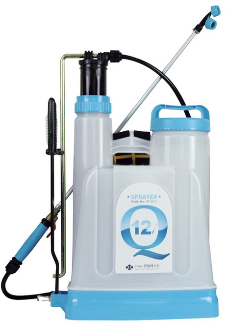 (국산) 압축분무기 12리터 원예 농약 방역 수동 어깨형 분사기 큐12 한일에스피