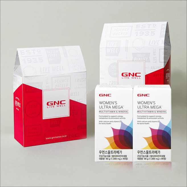 GNC 우먼스울트라메가 멀티비타민&미네랄 선물세트, 90정, 2개