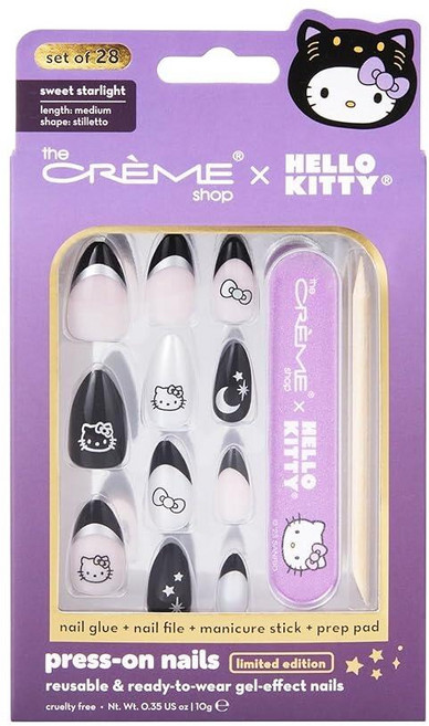 THE CREME SHOP The Crème Shop x 헬로 키티 스위트 스타라이트 프레스 온 네일 & 재사용 가능한 매니큐어 올인원 키트 완벽한 적용을 위한 현대적인, The Crème Shop x 헬로 키티 스위트 스타, 1