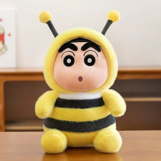 蠟筆小新 公仔毛絨玩具 搞怪變裝 小新 陪睡娃娃 抱枕, 蜜蜂款,32cm, 1個