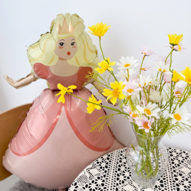 데이지 조화 부케 화병꽂이 꽃병 장식, 화이트, 1개