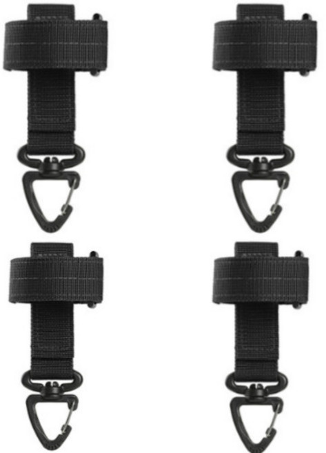 캠핑 장갑 걸이 카라비너 벨크로 스트랩 밀리터리 등산 낚시 백패킹 배낭 벨트, 블랙 4개