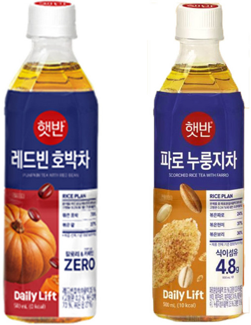 햇반 레드빈 호박차 500ml + 파로 누룽지차 600ml, 1세트, 6L