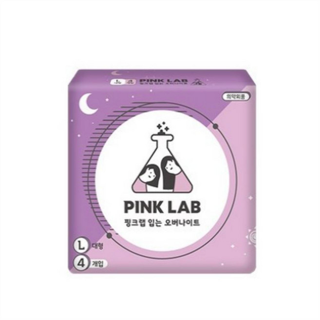 핑크랩 입는 오버나이트 생리대, 대형, 4개입, 5개