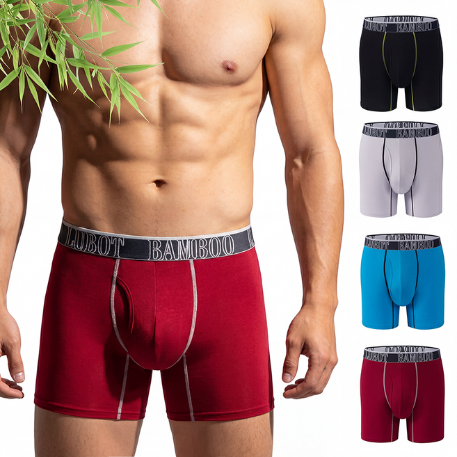 LUBOT 남성 드로즈 4매 세트 대나무섬유 항균 통기성 속건 스포츠 데일리 팬티