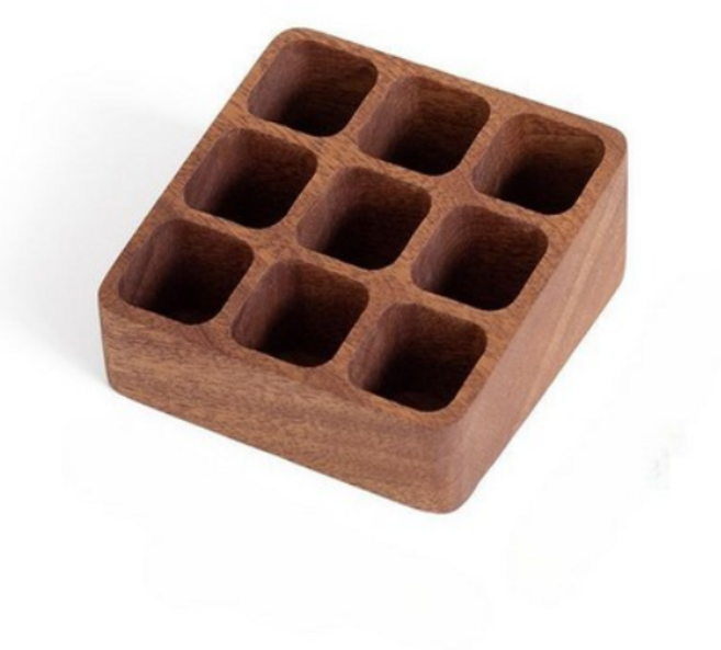 도장 꽂이 도장함 인주 인장 중개사 사무실 부동산 나무 거치대 계약 테이블 사각 보관함, A. 흑단 9그리드