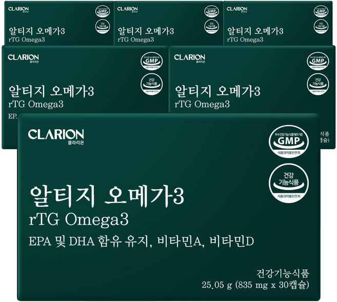 클라리온 rTG 알티지 오메가3 30캡슐 6박스, 6개, 30회분