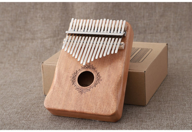 拇指琴 17音 卡林巴拇指琴 護手型桃花芯木 卡林巴琴 初學者卡靈巴琴, 1個, 原木色