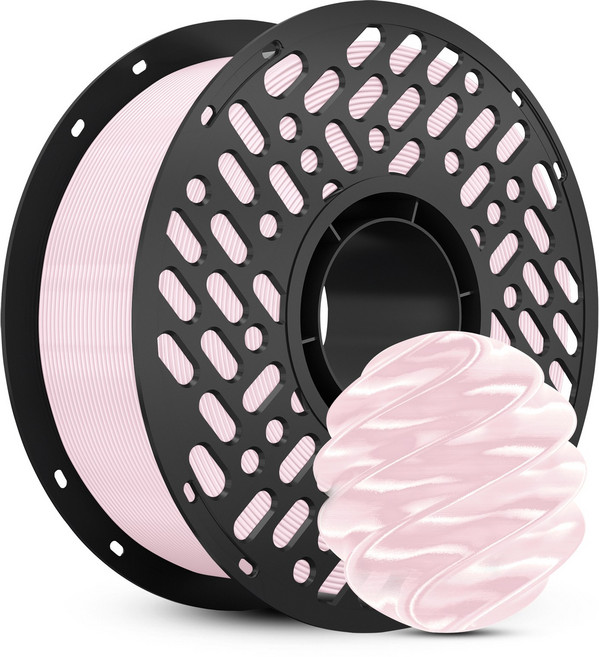 CaiLab 3D 프린터 필라멘트 PLA 실크 질감 쉬운 출력 고품질 1.75mm 안정적인 라인 직경 범용 재료 1kg (Bambu Lab A1 Mini P1S P2S 호환), 피치 핑크