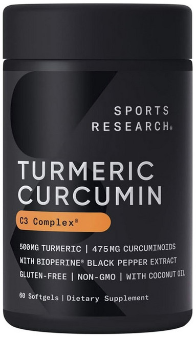 SPORTS RESEARCH 薑黃軟膠囊 500mg, 60顆, 1罐