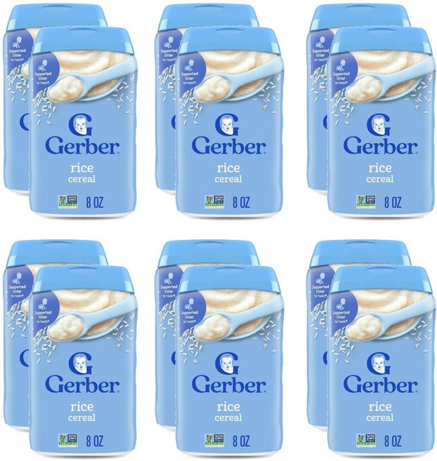 Gerber 거버 1단계 라이스 유아 시리얼 227g, 12개, 쌀맛