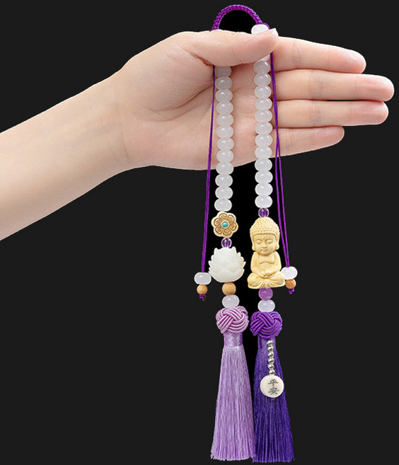 POMTOR 운수대통 소원성취 행운 재물운을 부르고 안전운전 기원 연꽃 불상 차걸이, 1개, 퍼플