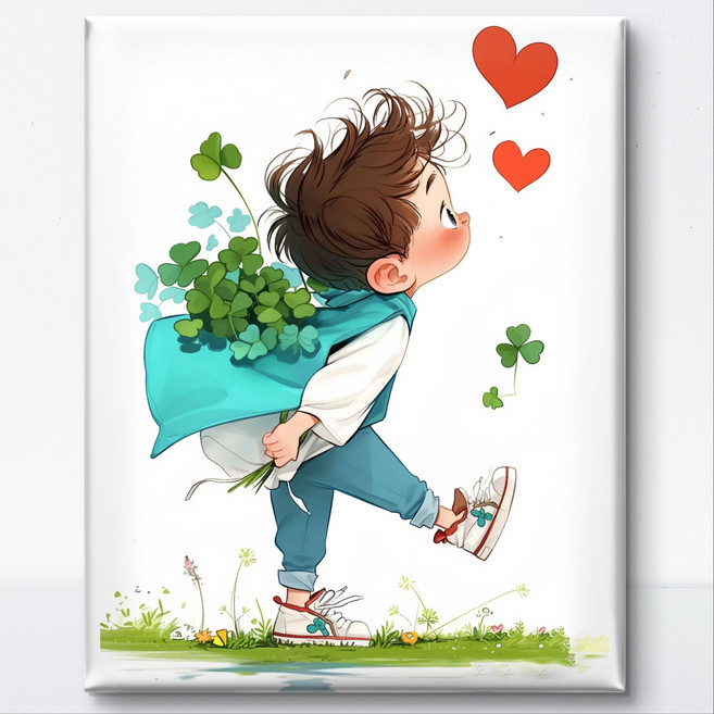 서은이네 국내제작 캔버스형 비즈 십자수, NE27-클로버 소년40x50cm, 1세트