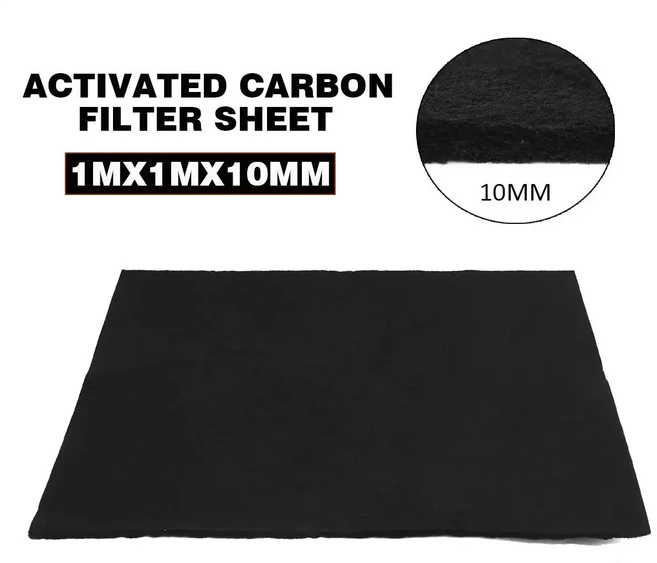 1PCS 1Mx1M 범용 정화 필터 패브릭 두께 5mm / 섬유 실크 블랙 활성탄 폼 스펀지 시트 패드, 02 100x100x1cm