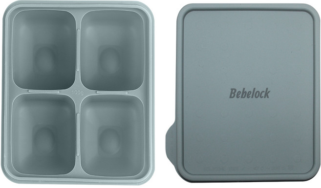 베베락 포네르 플래티넘 실리콘 큐브 1P(냉동보관용기_뚜껑포함 13.5cm X 15cm), 포네르 실리콘큐브(블루그레이1P)